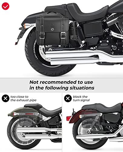 PU Leather 20L Motorcycle Saddlebags with Cup Holder Throw Over (2 Count)