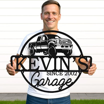 Custom Garage Workshop Metal Sign Personalized Tool Name Wall Art for Car Truck Mechanic Shop Decor Durable Steel Sign for Dad Husband Men’s Auto Workspace or Fence