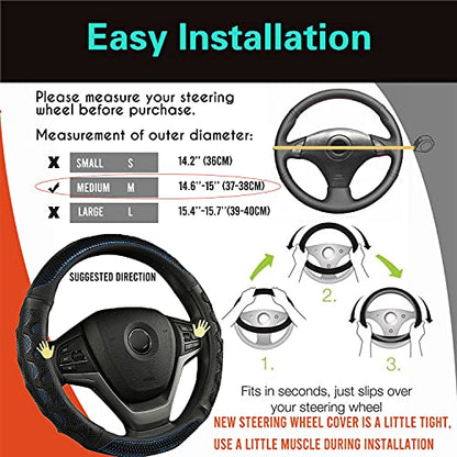 Steering Wheel Cover Great Grip Honeycomb Design 15 Inch