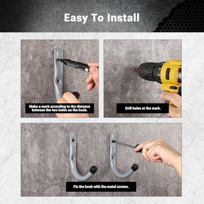 Garage Hooks 4 Inch Heavy Duty Steel J Hooks for Wall (12 Count)