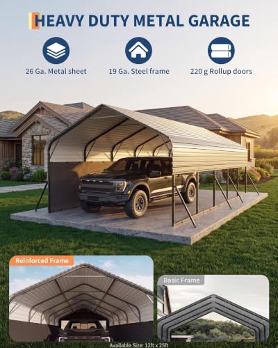 12x25x9 ft Metal Carport Oversized