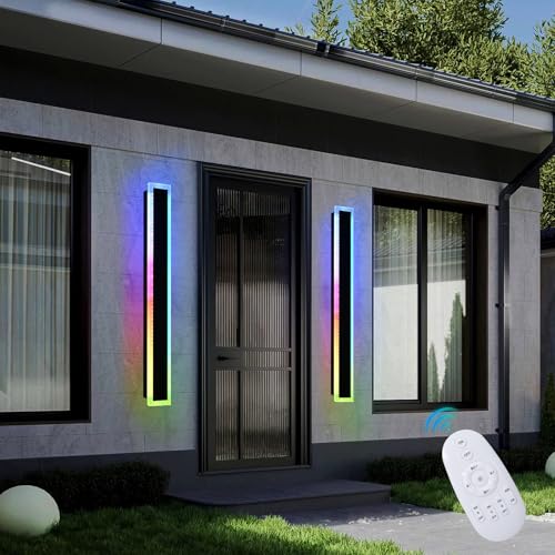 Modern RGB Long Outdoor Wall Lights for House (2 Count)