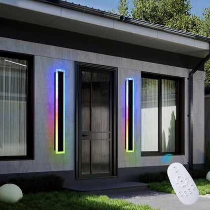 Modern RGB Long Outdoor Wall Lights for House (2 Count)
