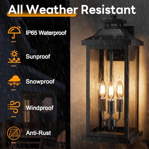 20" Black Large Outdoor Lights for House with 3 (2 Count)