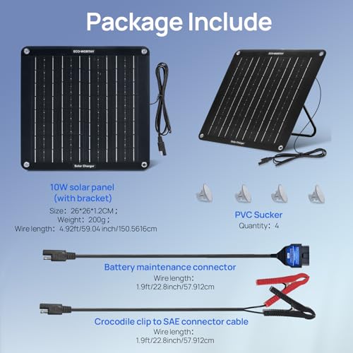 10W 12V Solar Battery Charger Maintainer OBDII for Car
