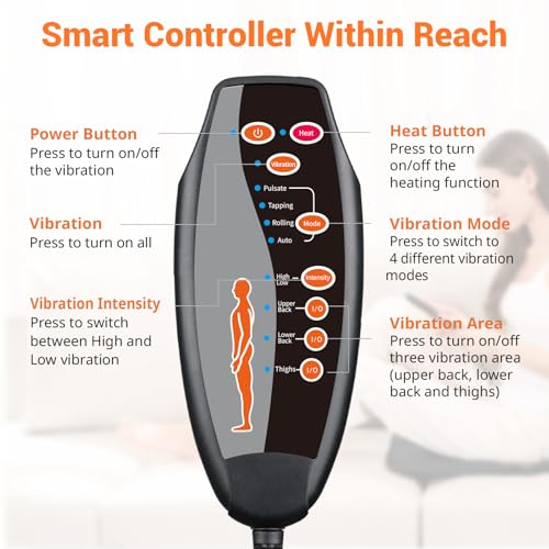 10 Vibrating Massage Nodes Back Massager Chair Pad for Pain Relief