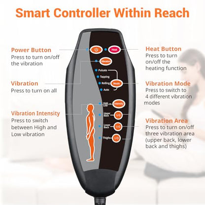 10 Vibrating Massage Nodes Back Massager Chair Pad for Pain Relief