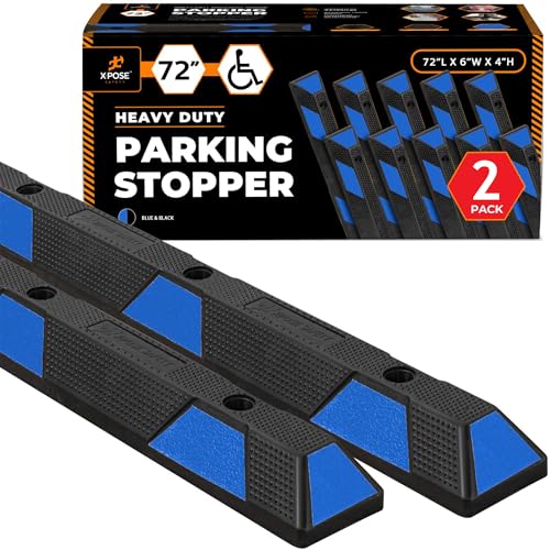 72" Heavy Duty Blue Rubber Parking Stopper (2 Count)