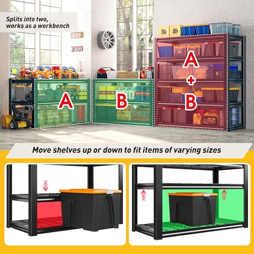 2 Pack Garage Shelving 3200 LBS Load Space Saving Storage Shelves (2 Count)