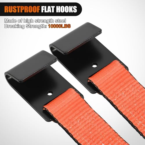 2Pcs Tow Dolly Basket Straps with Flat Hook for 14” (2 Count)