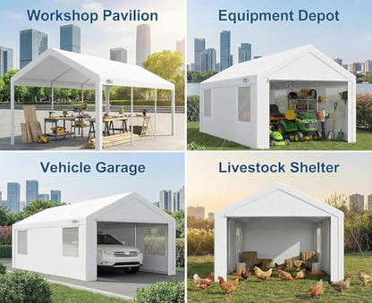 10x20 FT Heavy Duty Carport with Galvanized Frame