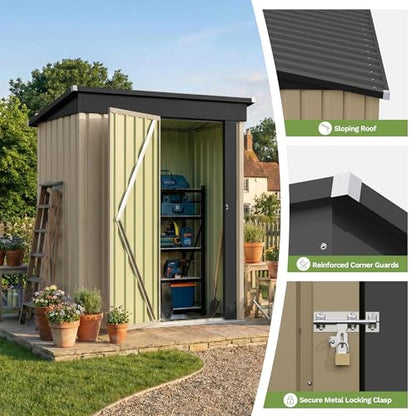 5x3 FT Outdoor Storage Shed with Floor Frame
