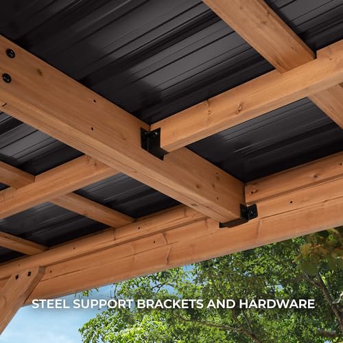 Kingsport 20' x 12' Cedar Wood Outdoor Carport Garage with Heavy