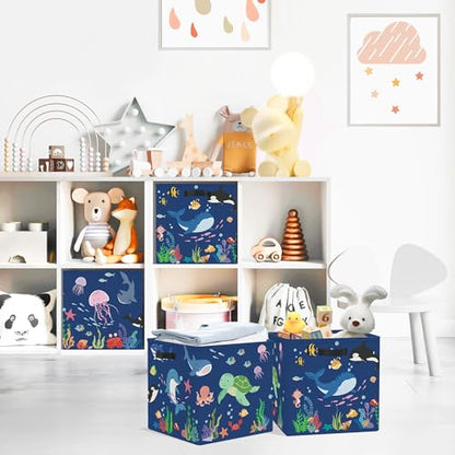11.8" Ocean Animal Storage Basket Set of 3 for Kid Toy Clothes Bin (3 Count)