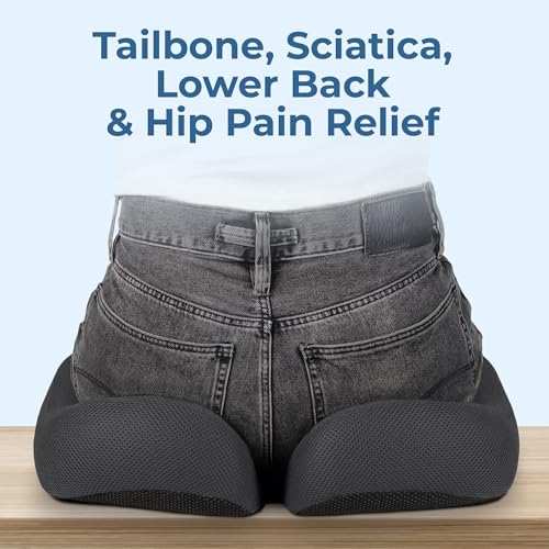 Seat Cushion Memory Foam Chair Cushion for Tailbone Pain Relief