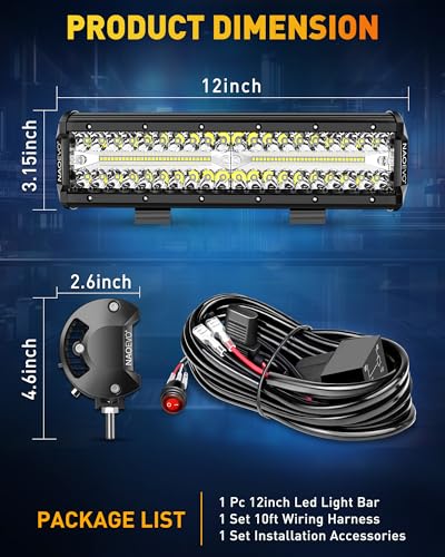 12 Inch LED Light Bar with Wiring Harness