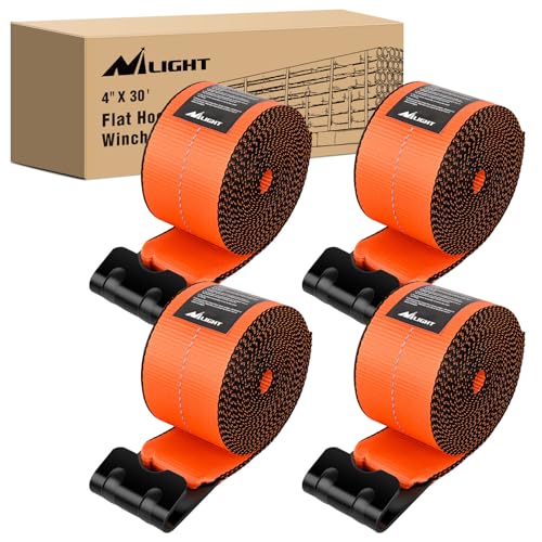 Truck Straps 4" x 30' Heavy Duty Tie Down with Flat Hooks (4 Count)