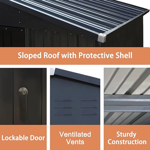 8x10FT Outdoor Storage Shed with Thickened Galvanized Steel