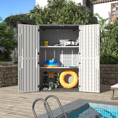 64 Cu.Ft Outdoor Storage Shed with Floor and 2 Shelves