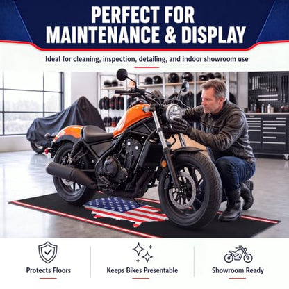 Motorcycle Mat Garage Floor Rug Washable Parking Mats for Garage Floors Non Slip Oil Absorbent Pad Rubber Backing Layer Protects Floor
