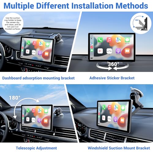 9" Wireless Apple Carplay Screen for Car & Android Auto with Backup Camera
