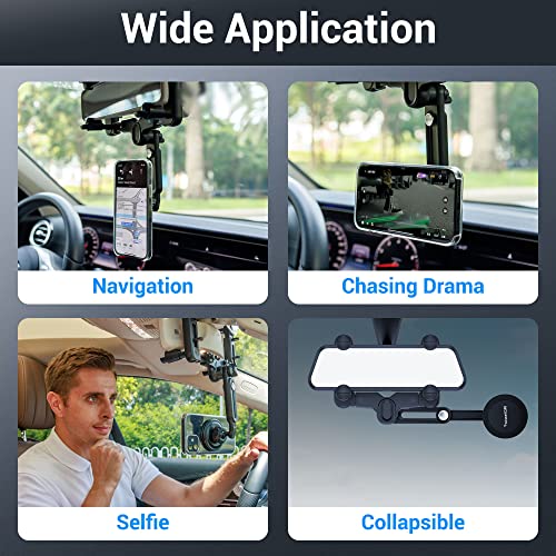 Car Rearview Mirror Magnetic Phone Mount Holder for MagSafe