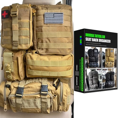 7 PACK Tactical Seat back organizer Truck organizer With 6 Detachable Pouches Universal For Car Truck Ford Jeep Military