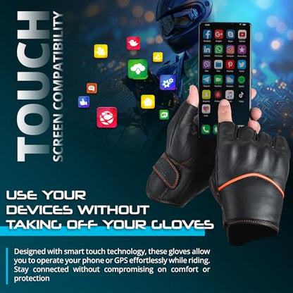 Motorcycle Gloves Men's Leather Motorbike Gloves Touchscreen Function