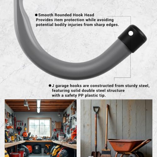 Garage Hooks 4 Inch Heavy Duty Steel J Hooks for Wall (12 Count)