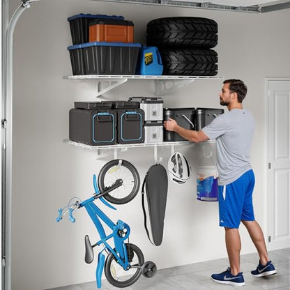 2 Pack 2x4ft Garage Shelving with Hooks (2 Count)
