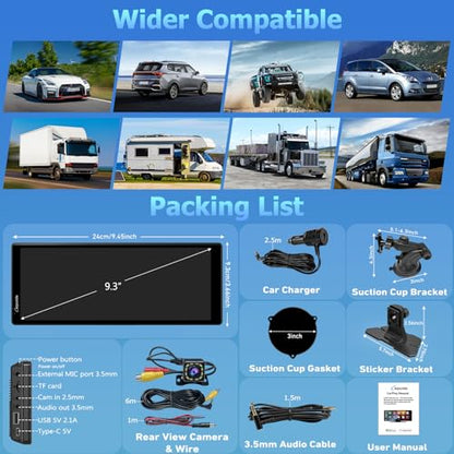9.26 Inch Carplay Screen for Car with Backup Camera