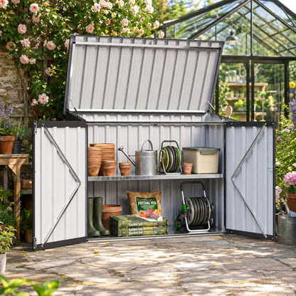 Outdoor Storage Cabinet 20Cu.Ft Metal Storage Shed with Floor&Shelf