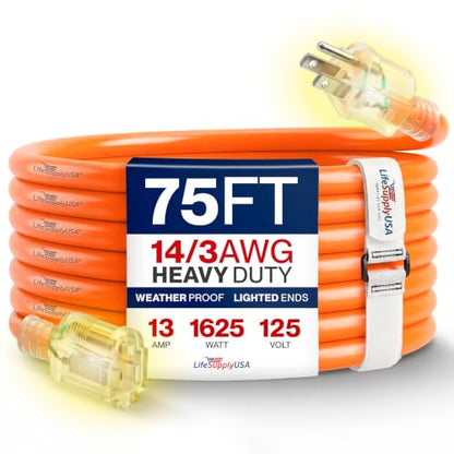 75ft Outdoor Indoor Extension Cord 14