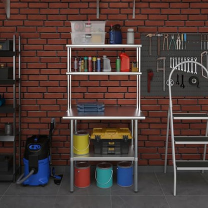 Stainless Steel Work Table Double Tier Overshelf (2 Count)