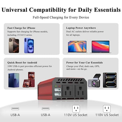 400W Power Inverters for Vehicles DC 12v to AC 110v Car Inverter
