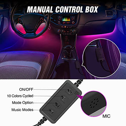 4PCS USB Car Interior Lights Dream Color App and Remote Control