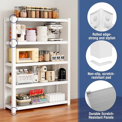 5 Tier White Shelving with Board