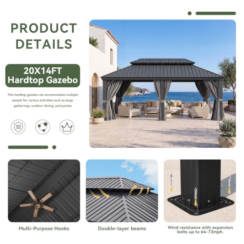 14' X 20' Hardtop Gazebo with Drainage
