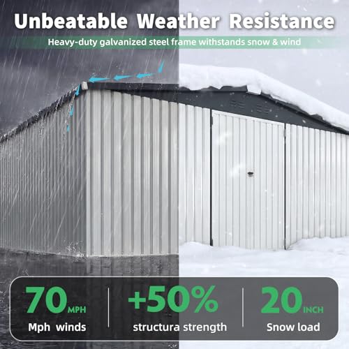 12' x 14' Waterproof Metal Outdoor Storage Shed