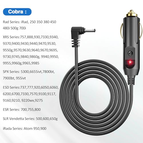 12V Car Charge DC3.5 Radar Detector Power Cord for Cobra