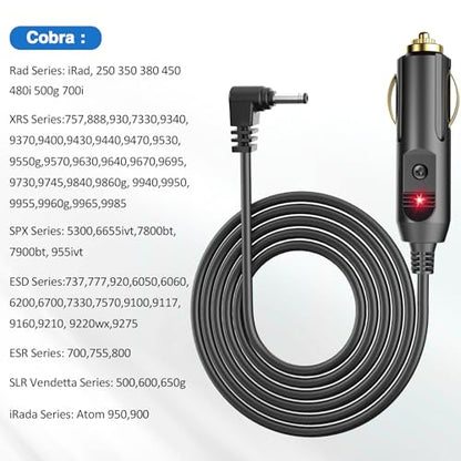 12V Car Charge DC3.5 Radar Detector Power Cord for Cobra