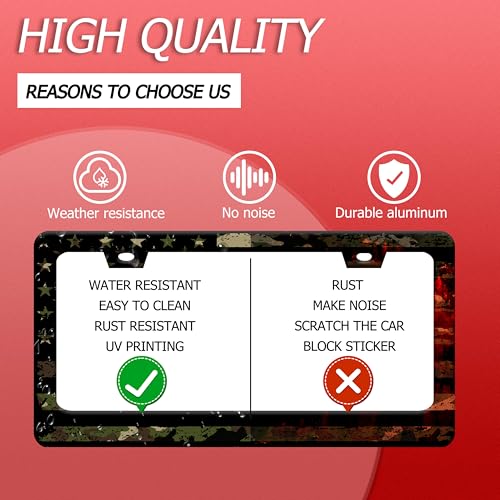 Camo American Flag License Plate Frame Stainless Steel US License Holder