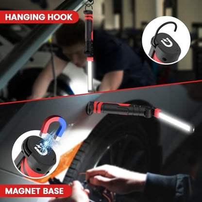 Rechargeable Work Light 2500mAh Magnetic LED Work Light Flashlight Mechanic Light Tool for Men Him