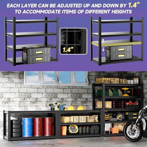 5 Tier 40”W X 20”D X 72”H Heavy Duty Garage Storage Shelves 2500LBS Basement Shelving Heavy Duty Adjustable Unit Rack Metal Rack