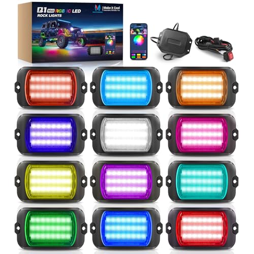 Q1 MAX 12 Pod Chasing Color Rock Lights for Trucks UTV SUV ATV (93.44 Ounce)