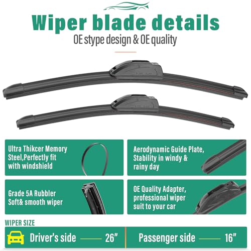 Windshield Wiper Blades Replacement for Hyundai Tucson 2022
