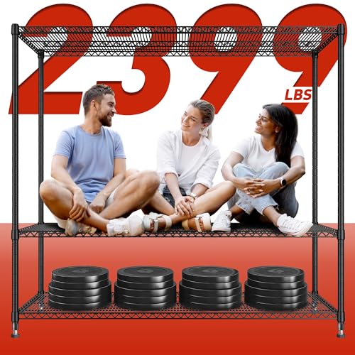 60''W Storage Shelves 2399LBS Metal Shelving Unit with Wheels & Feet (2 Count)