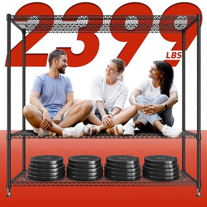 60''W Storage Shelves 2399LBS Metal Shelving Unit with Wheels & Feet (2 Count)