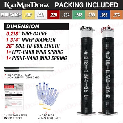 Pair of 1.75" Garage Door Torsion Springs Set with Non