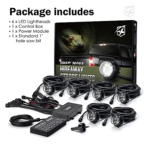 White Red LED Hideaway Strobe Lights Kit (6 Count)